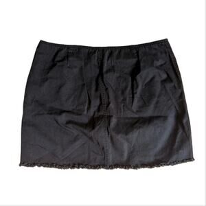 J Crew Cotton Raw Hem Black Wash Denim Jean Mini Skirt